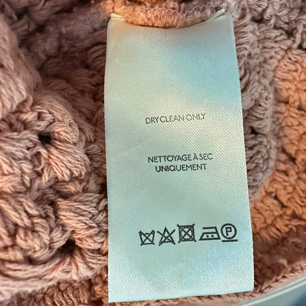 Free People Crochet Open Back Peplum Blouse Terracotta Peach Long Sleeve Top